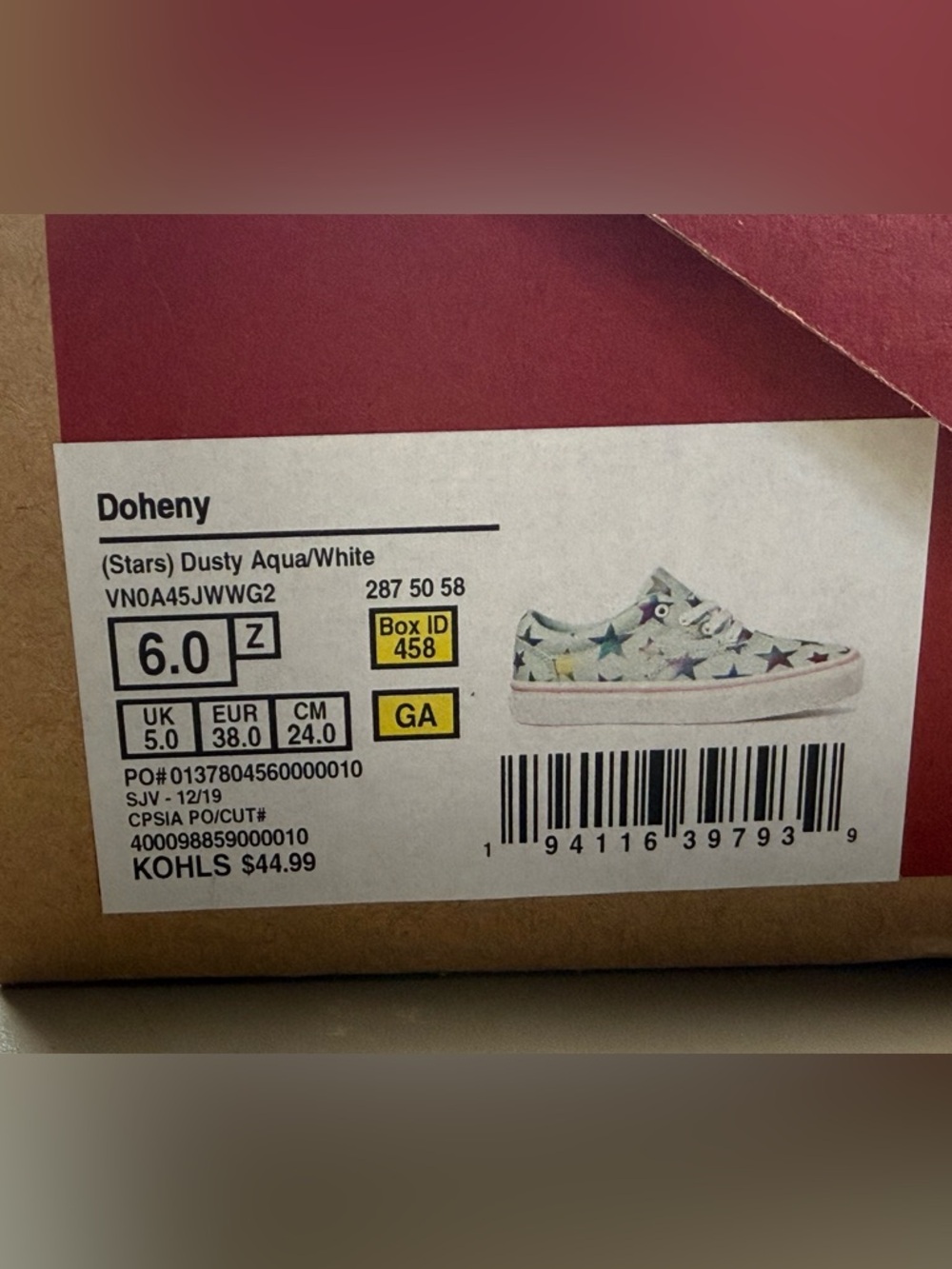 New Missy/Women’s Vans Doheny Stars Dusty Aqua White Canvas Missy 6/Women 7.5. - Picture 8 of 8